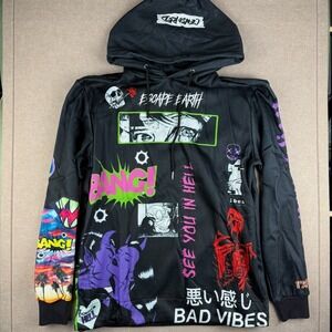 Sugarhill Hoodie Men's M Black Graphic Anime Skull Fleece Streetwear Goth Punk